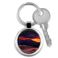 San Gabriel Mountain Sunset Key Chains (round)  by trendistuff