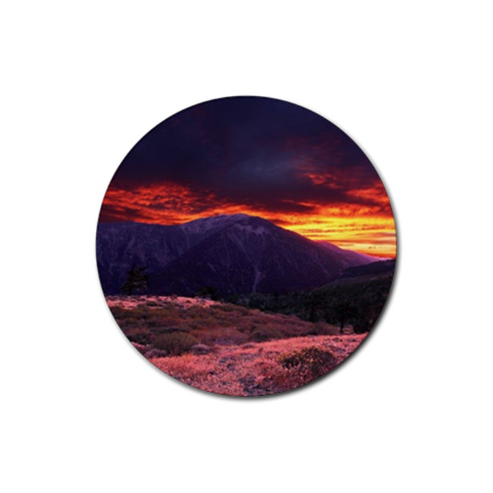 SAN GABRIEL MOUNTAIN SUNSET Rubber Round Coaster (4 pack) 