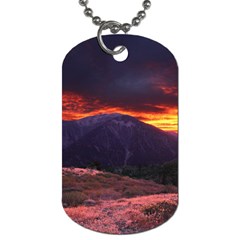 San Gabriel Mountain Sunset Dog Tag (one Side) by trendistuff