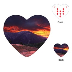 San Gabriel Mountain Sunset Playing Cards (heart)  by trendistuff