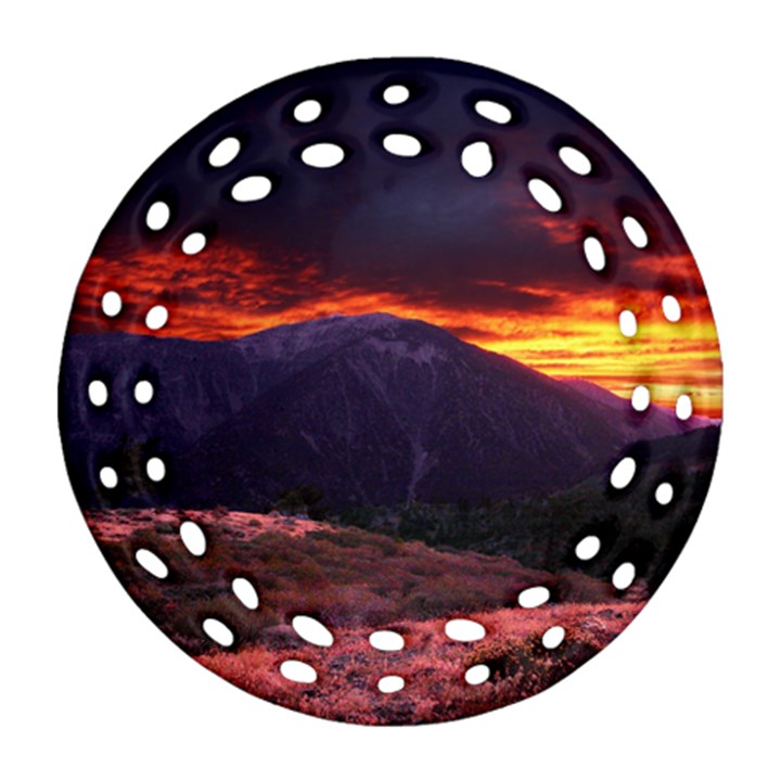 SAN GABRIEL MOUNTAIN SUNSET Ornament (Round Filigree) 