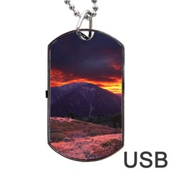 San Gabriel Mountain Sunset Dog Tag Usb Flash (two Sides) 