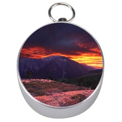 San Gabriel Mountain Sunset Silver Compasses