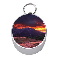 San Gabriel Mountain Sunset Mini Silver Compasses by trendistuff