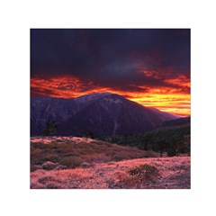 San Gabriel Mountain Sunset Small Satin Scarf (square)  by trendistuff