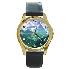 Laghi Di Fusine Round Gold Metal Watches by trendistuff