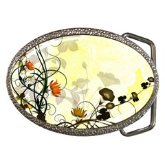 Wonderful Flowers With Leaves On Soft Background Belt Buckles