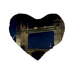 Tower Bridge Standard 16  Premium Flano Heart Shape Cushions by trendistuff