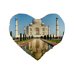 Taj Mahal Standard 16  Premium Flano Heart Shape Cushions by trendistuff