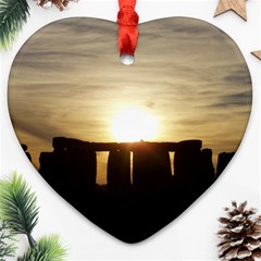 Sunset Stonehenge Ornament (heart)  by trendistuff