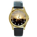 SUNSET STONEHENGE Round Gold Metal Watches