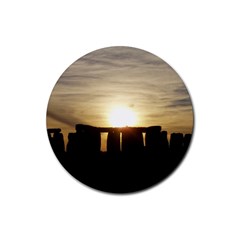 Sunset Stonehenge Rubber Coaster (round)  by trendistuff