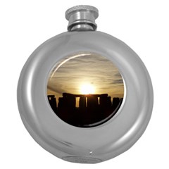 Sunset Stonehenge Round Hip Flask (5 Oz) by trendistuff