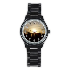 Sunset Stonehenge Stainless Steel Round Watches