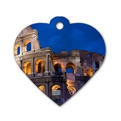 Rome Colosseum 2 Dog Tag Heart (one Side) by trendistuff