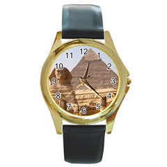 Pyramid Egypt Round Gold Metal Watches by trendistuff