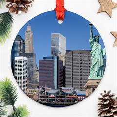 Ny Liberty 2 Ornament (round)  by trendistuff