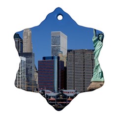 Ny Liberty 2 Snowflake Ornament (2-side) by trendistuff