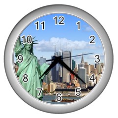 Ny Liberty 1 Wall Clocks (silver)  by trendistuff