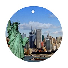 Ny Liberty 1 Round Ornament (two Sides)  by trendistuff