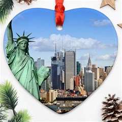 Ny Liberty 1 Heart Ornament (2 Sides) by trendistuff