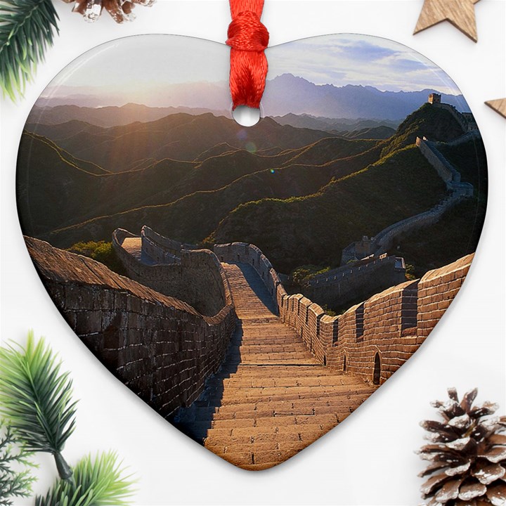 GREAT WALL OF CHINA 2 Heart Ornament (2 Sides)