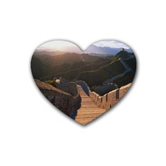 Great Wall Of China 2 Rubber Coaster (heart)  by trendistuff