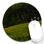 THREE CROSSES ON A HILL Round Mousepads