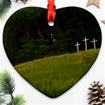 THREE CROSSES ON A HILL Ornament (Heart) 