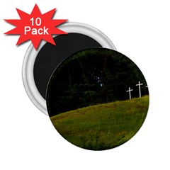 Three Crosses On A Hill 2 25  Magnets (10 Pack)  by trendistuff