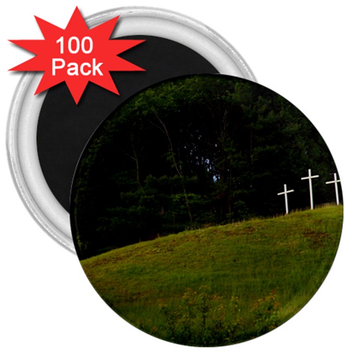 THREE CROSSES ON A HILL 3  Magnets (100 pack)