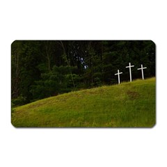 Three Crosses On A Hill Magnet (rectangular) by trendistuff