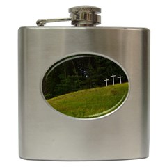 Three Crosses On A Hill Hip Flask (6 Oz) by trendistuff