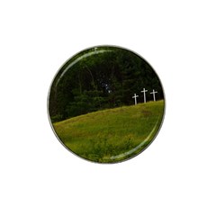 Three Crosses On A Hill Hat Clip Ball Marker by trendistuff