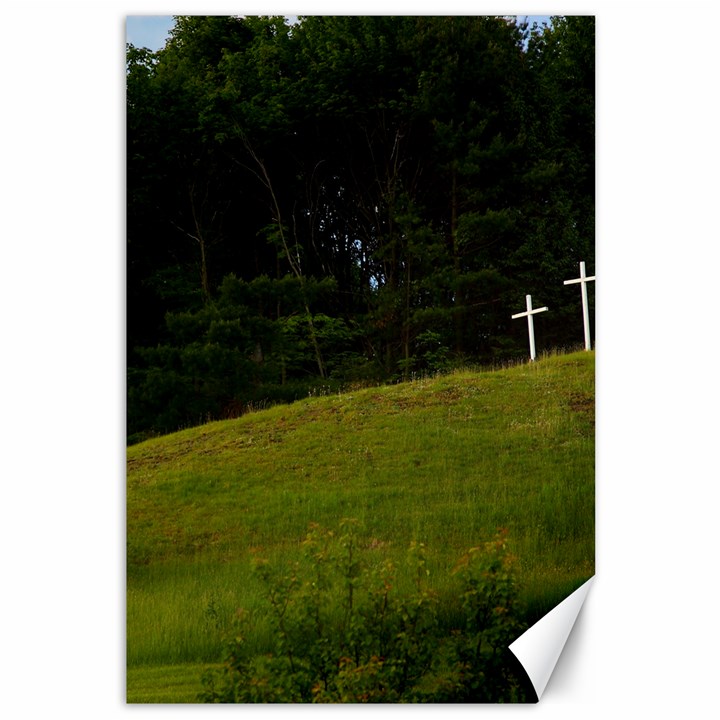 THREE CROSSES ON A HILL Canvas 12  x 18  