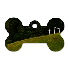 Three Crosses On A Hill Dog Tag Bone (two Sides) by trendistuff