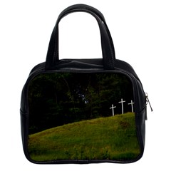 Three Crosses On A Hill Classic Handbags (2 Sides) by trendistuff