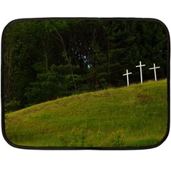 Three Crosses On A Hill Fleece Blanket (mini)