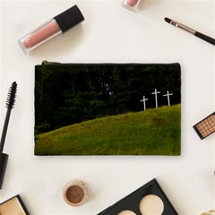 Three Crosses On A Hill Cosmetic Bag (medium)  by trendistuff