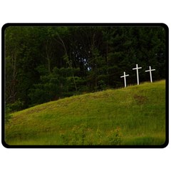 Three Crosses On A Hill Fleece Blanket (large)  by trendistuff