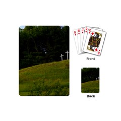 Three Crosses On A Hill Playing Cards (mini)  by trendistuff