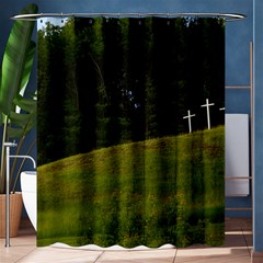 Three Crosses On A Hill Shower Curtain 60  X 72  (medium) 