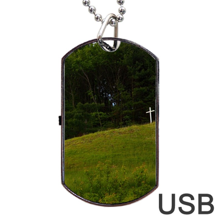 THREE CROSSES ON A HILL Dog Tag USB Flash (Two Sides) 