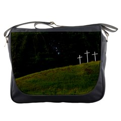 Three Crosses On A Hill Messenger Bags by trendistuff