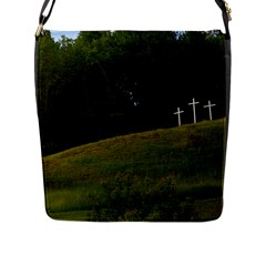 Three Crosses On A Hill Flap Messenger Bag (l)  by trendistuff