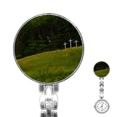 Three Crosses On A Hill Stainless Steel Nurses Watches by trendistuff