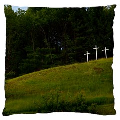 Three Crosses On A Hill Large Flano Cushion Cases (two Sides) 