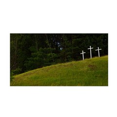 Three Crosses On A Hill Satin Wrap