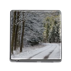 Snow On Road Memory Card Reader (square) by trendistuff