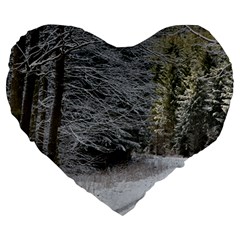 Snow On Road Large 19  Premium Heart Shape Cushions by trendistuff